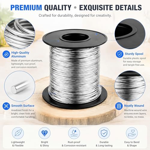 Image of Therwen 200ft 20 Gauge Stainless Steel Wire for Gardening, Electroculture, Bonsai, Jewelry Making Beading DIY Craft Pure Bare Stainless Steel Wire Spool