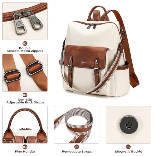 AGLOD Backpack Purse for Women PU Leather Back Packs Designer Ladies Shoulder Bag Fashion Faux Work Travel Handbags by AGLOD - Image 2