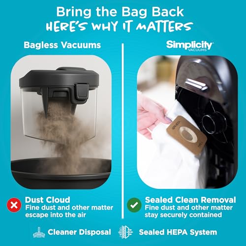 Image of Simplicity Vacuums S20EZM Allergy Bagged Upright Vacuum Cleaners for Home | Multi Surface, Carpet, Rugs, and Hardwood, Certified HEPA, Pet Vacuum