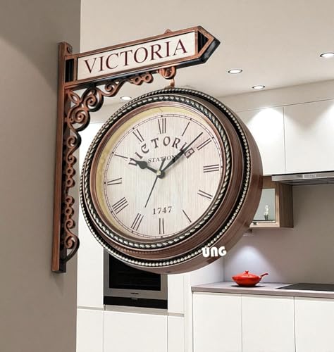 Horloge murale vintage double face orientable à 360° cadran rétro