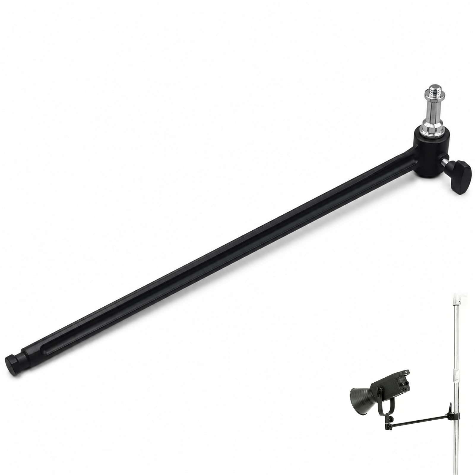 Braccio di prolunga super morsetto da 48,3 cm con perno a doppia filettatura, braccio di montaggio in alluminio resistente per luce da studio, fotocamera, monitor e accessori fotografici