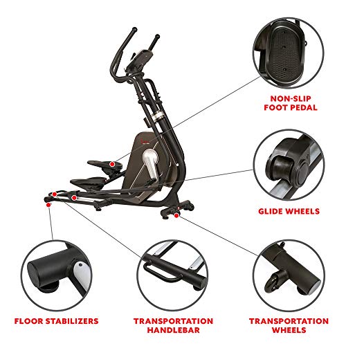 Image of Sunny Health & Fitness Smart Elliptical Machine with Pulse Sensor, Adjustable Resistance with Quiet and Smooth Long Stride Drive System, SunnyFit App Access Optional via Bluetooth and Manual Mode