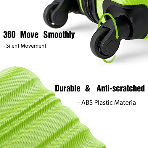 Long Vacation Luggage Set 4 Piece Luggage Set Abs Hardshell Tsa Lock Spinner Wheels Luggage Carry On Suitcase (Apple Green, 6 Piece Set) #TOP3