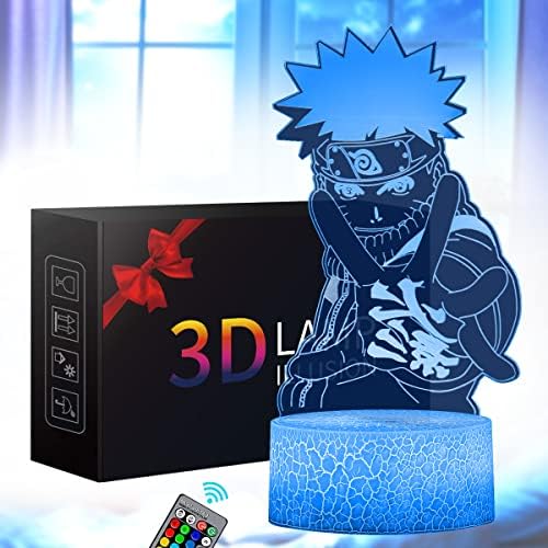 CUINIUBII 3D Anime Night Light Toys, 4 Patterns Illusion Night Lamp with 16 Colors Changing, Children Room Decoration Birthday Festival Christmas Gift for Boys or Girls
