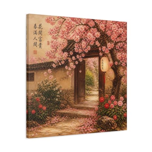 Toile jardin asiatique cerisier rose créez un salon zen et lumineux