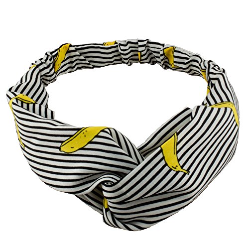 Xanthys & Co Banana Striped Headband Ever-Stylish Headwrap Charismatic Hair Band … (Black)