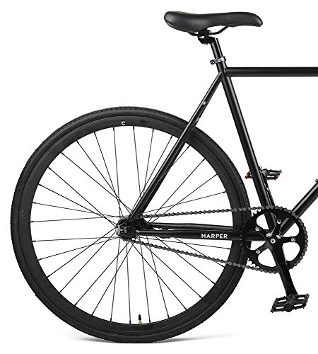 Retrospec Harper Single-Speed Fixie Style Urban Commuter Bike with Coaster Brake, Matte Black 53cm, M