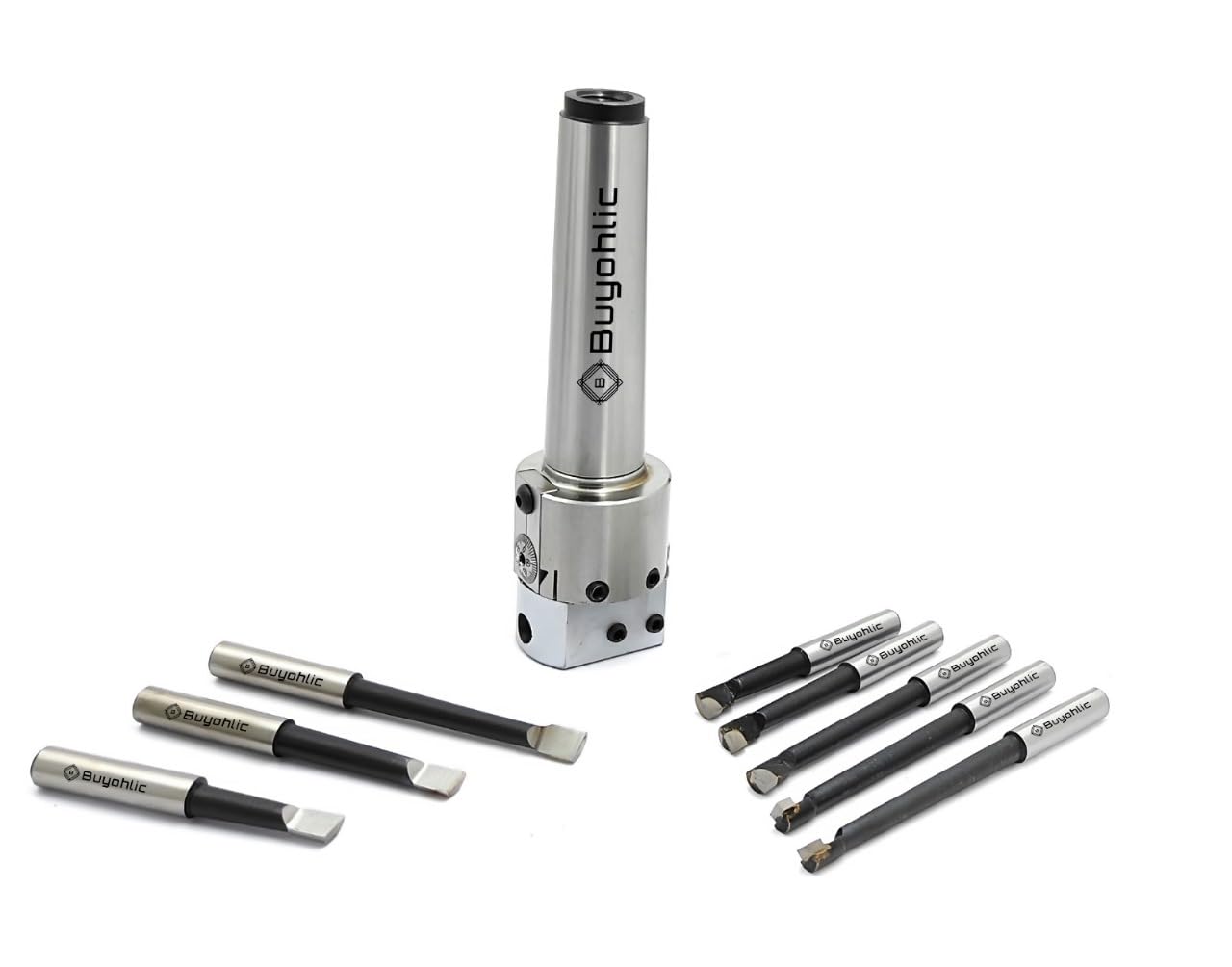 Buyohlic Tête de micro-alésage de 38 mm de diamètre (tige MT3 avec 5 outils en carbure et 3 outils HSS)