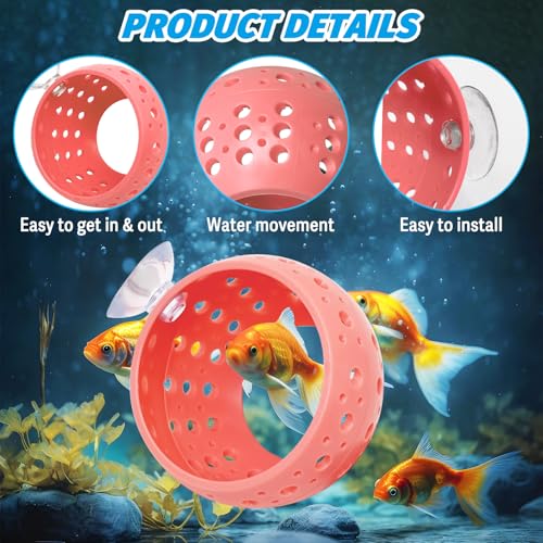 Image of Fhiny Betta Tunnel, Aquarium Betta Fish Hideout with Suction Cup Fish Tank Tunnel Shrimp Cave Aquarium Decor Fish Tank Accessories for Small Fish Shrimp Betta Guppy Hiding Resting (Orange)