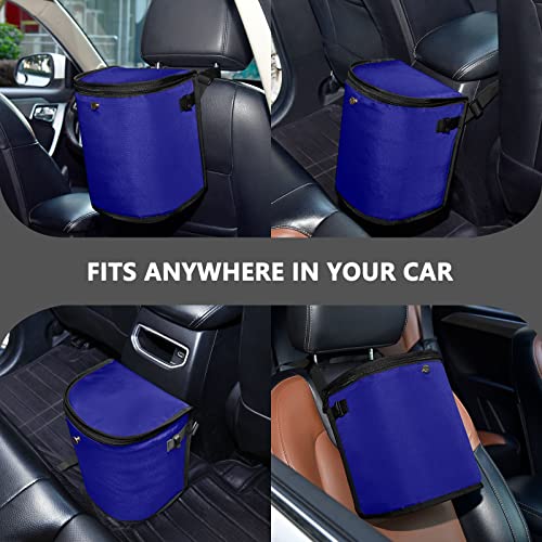 Image of Wudan Small Car Trash Can Navy Blue Accessories for Garbage Storage Organizer with Lid Waterproof Portable Auto and Truck Interior Seat Bin