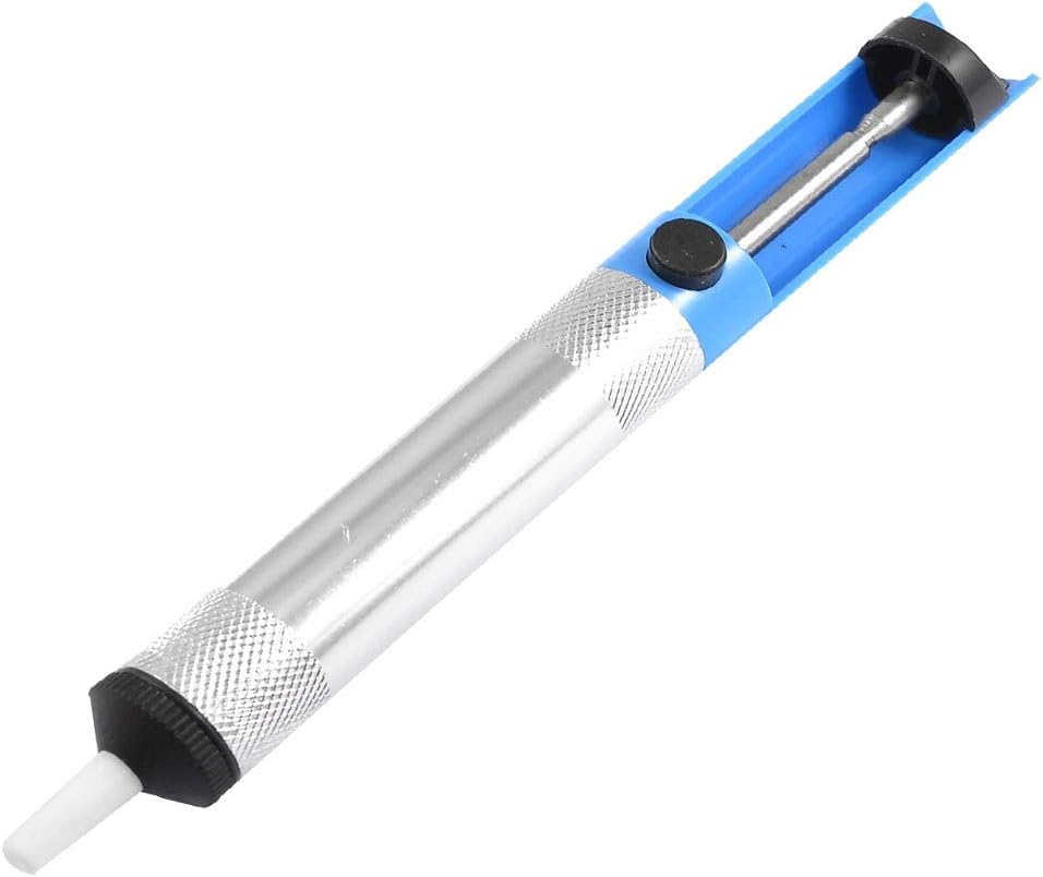 New Lon0167 Blue Silver Tone Shell Desoldering Pump Solder Sucker Removal Irons Tool(Blue Silver Tone Shell EntL_Ãƒ¶_tpumpe L_Ãƒ¶_tsaugerentfernungswerkzeug Werkzeug