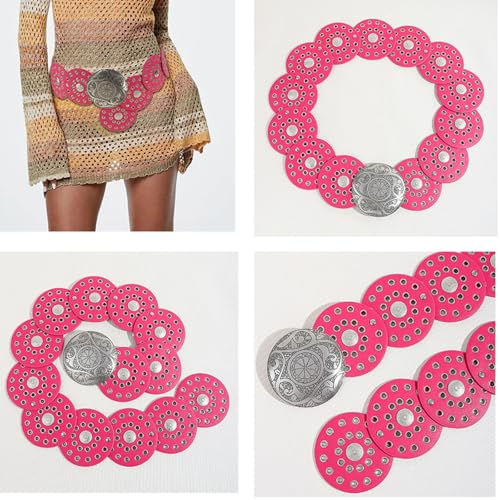 Vintage Rivet Fashion Belt for Women Western Cowgirl Styled PU Leather Waistband Unique Waist Wrap Decorative Sash, Bronze Wine Re, 115cm3