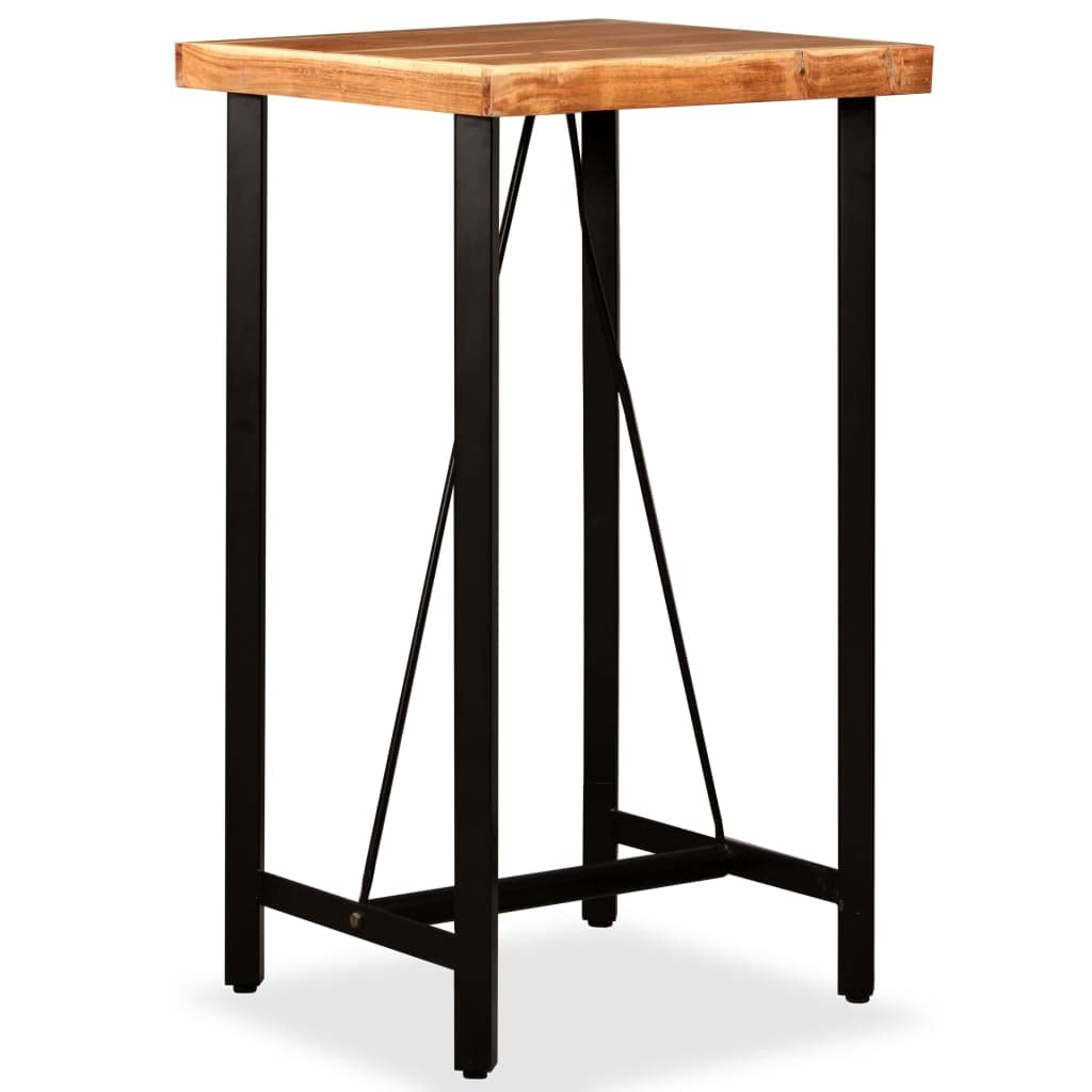 Table haute de cuisine en acacia massif pour un coin repas convivial de style loft