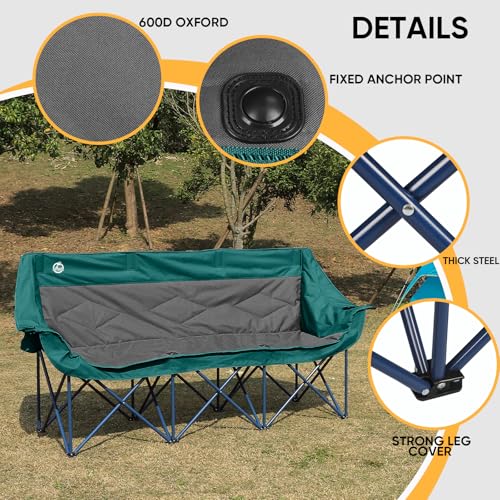 Silla Plegable Northroad para Camping 3 Personas, Capacidad 900 lbs, Exterior, con Porta Vasos y Porta Copas miniatura 3