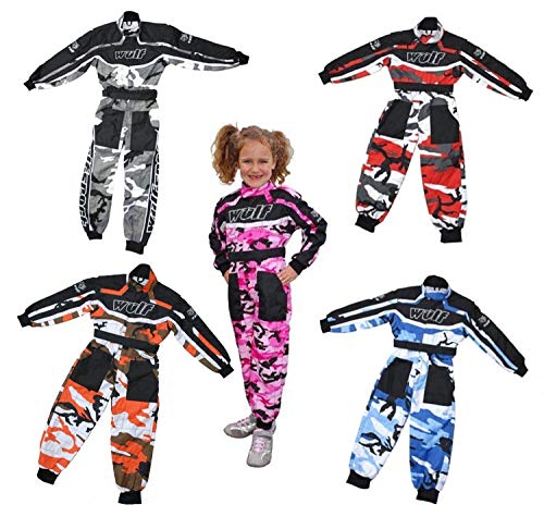 Wulfsport, combinaisons enfant Wulf pour courses de motocross LT PW CAMO et karting - bleu -
