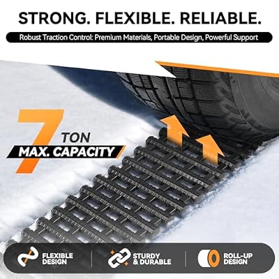Auto Dynasty [2PC] 48 Traction Mat Portable Recovery Tracks Mat Traction Board Non-Slip Max Capacity Load 7-Ton Compatible with Most Vehicles, for Snow, Ice, Mud and Sand Emergency Aid, Black