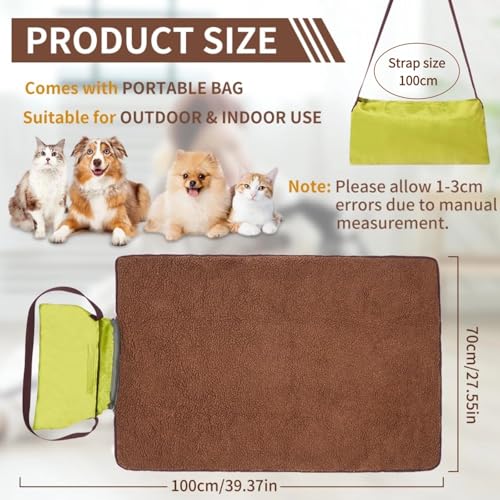 Adiwo Faltbare wasserdichte Haustier Decke, 100 x 70cm Camping Decke Hund Katze Mat Wärmende Hundedecke mit Tasche Hundebett Hundematte Hundedecken für Outdoor Innen Reisedecke für Haustier(Grün)