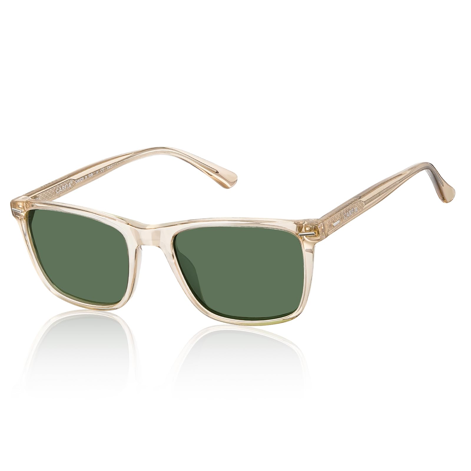 CARFIA Rectangle Polarized Sunglasses for Men UV400 Protection Narrow Face Lightweight Acetate Driving Glasses