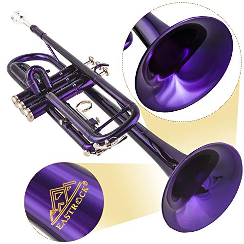 Eastrock Bb Trumpet Standard Trumpet Set With Carrying Case,Gloves, 7C Mouthpiece And Cleaning Kit (Purple) #TOP5