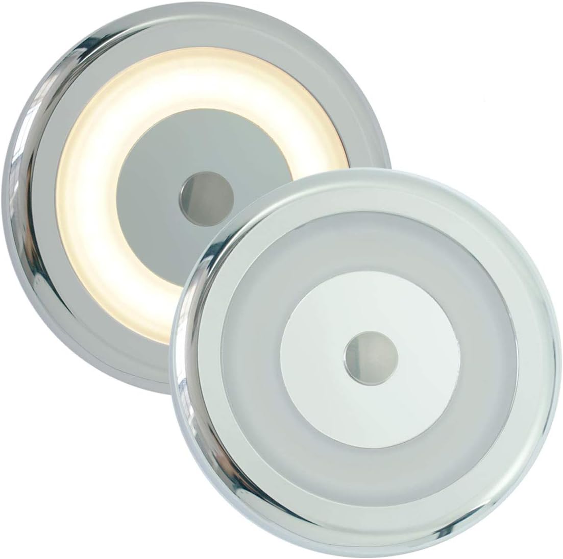 THALASSA 2 Pcs 2.8" Little Boat Interior Ceiling LED Light 12V with Dimmer Switch - 3W 2800K Warm White Small Marine Dome Light be Used in RV Camper Van Caravan Yachts Motorhome, 72mm Diameter