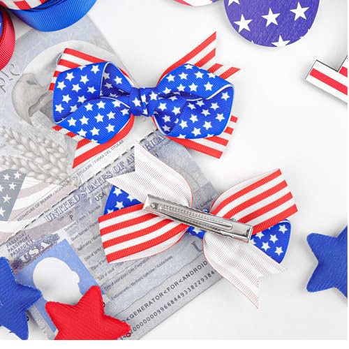 Pinzas de cabello con diseño bandera americana 2 piezas miniatura 7