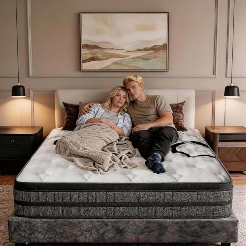 Image of King Size Mattress 14 Inch Hybrid Mattresses King with Memory Foam&Pocket Springs for Motion Isolation, Breathable & Cooling Comfort, Medium Firm Support, Fiberglass Free, 365-Night Trial