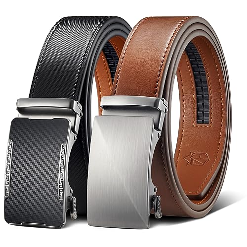 Image of Zitahli Leather Ratchet Belt for Men - 2 Pack Mens belt,Customizable Fit