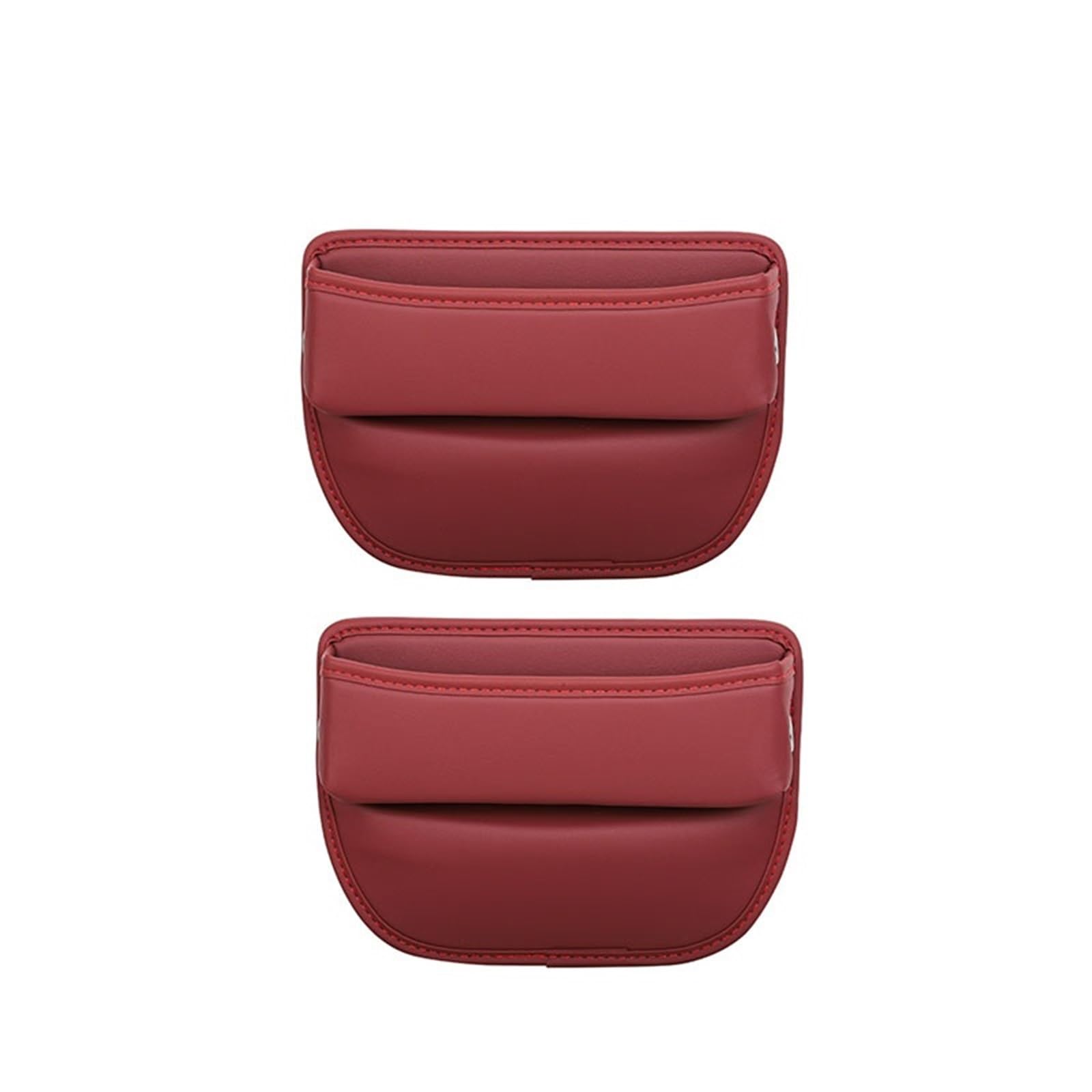 AUIOBAHN Car Armrest Cushion 2PCS Universal Car Seat Gap Organizer PU Auto Console Side Pocket Crevice Storage Box(Wine Red-2PCS)