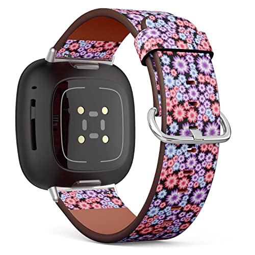 CJBROES Replacement Leather Watch Band, Compatible with Fitbit Versa 3 and Fitbit Sense of Wristband Bracelet Accessory - Fantastic Flowers Random