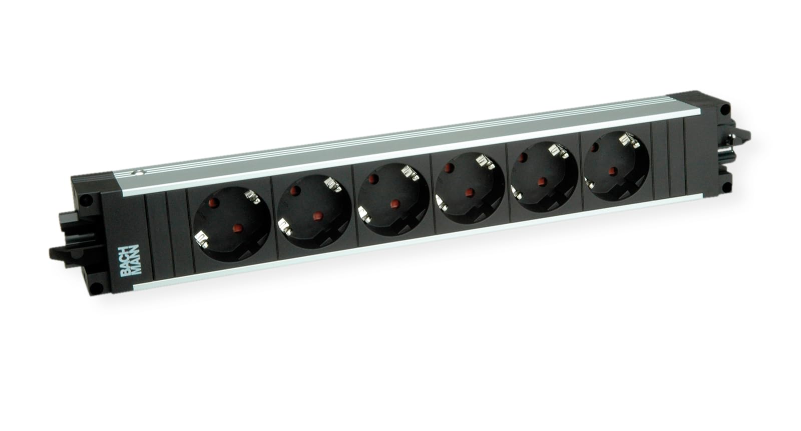 BACHMANN Steckdosenleiste Step ALU 6-Fach GST18 Schwarz 906.18804 (modulares Stecksystem mit vielseitiger Anwendung und robustem Aluminiumprofil)