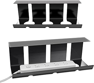 MoMoSun Under Desk Cable Management Tray,Desk Wire Management Organizer for Wire Management Tray, Cord Management Rack, Channel Raceway for Office, Home, L15.8X W6.5X H7.5in (2 Pack)