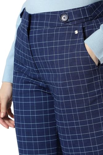 Image of Van Heusen Women High Rise Check Formal Regular Fit Trousers