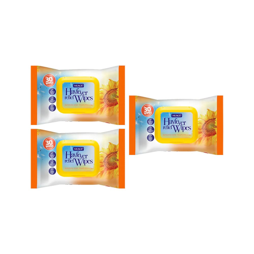 Nuage Hayfever Allergy Relief Face Wipes & Tea Tree Oil Wipes - Wet Wipes for Adults, Strong Allergy Relief & Cooling Allergy Wipes Helps Trap Pollen & Dust Allergy (Pack of 3)