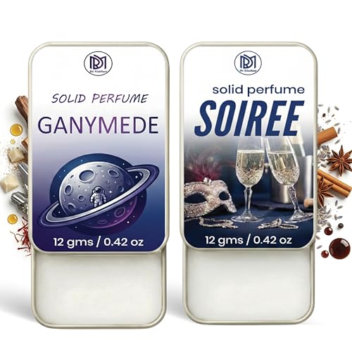 Image of Dr.Mashur Solid Perfume |Soiree&Gandmede Alcohol Free Wax Perfume Balm, Long Lasting | Pocket Tin 12g, Pack Of 2| Non Greasy Smooth Glide, Travel Friendly Men And Women