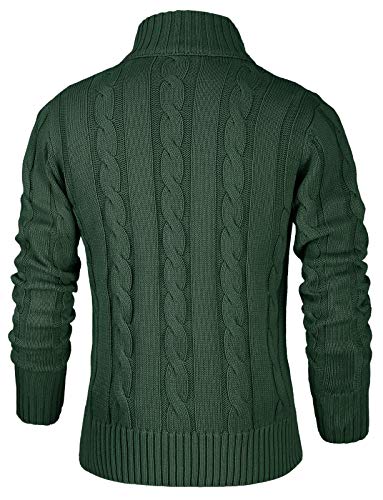 NITAGUT Mens Long Sleeve Stand Collar Cardigan Sweaters Button Down Cable Knitted Sweater2
