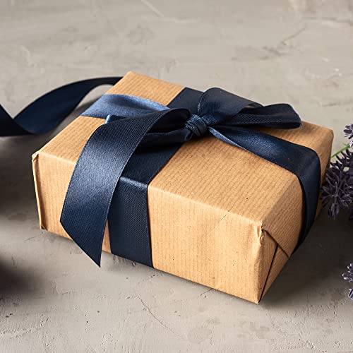 Image of Solid Color Double Faced Navy Blue Satin Ribbon 1 /2 inch X 25 Yards, Ribbons Perfect for Crafts, Wedding Decor, Bow Making, Sewing, Gift Package Wrapping and More