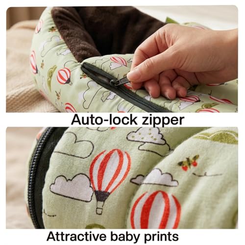 Image of Baybee 3-in-1 Baby Sleeping Bag & Carrying Bed | Velvet Cotton Carry Nest for New Born | Soft & Travel Friendly Sleeping Bag for Babies 0-6 Months (Lite Green)