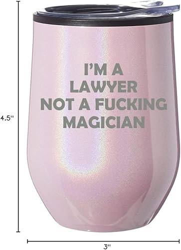 Miniatura 2 de Vaso de vino sin tallo, taza de viaje para café con tapa, regalo con texto en inglés "I'm A Lawyer Not A Magician" (Con la frase "I'm A Lawyer Not A