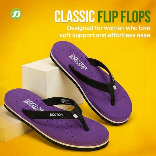 Image of DOCTOR EXTRA SOFT House Slipper for Women's Care Dr Orthopaedic Super Comfort Fitting Flat Cushion Chappal Flip-Flop for Ladies & Girl's