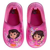 Josmo Girls Slippers Dora The Explorer Girls Plush House Slipper Pink (Size 9-10 Toddler)