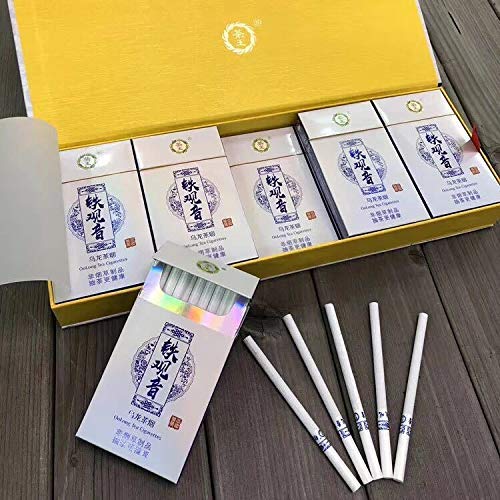 HUWOYMX Green Tea Herbal Cigarettes Peony Tea Smoke, Chinese Herbal Cigarettes Smoke-Free and Nicotine-Free, Cigarette Substitutes That Can Clean The Lungs (10 Packs,Tie Guanyin)