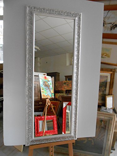 Specchio da parete cornice foglia argento glitter