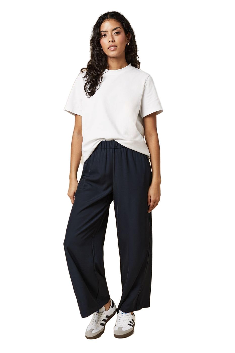 Dorothy Perkins Women's Navy Petite Elasticated Waist Straight Leg Trouser, 14,
