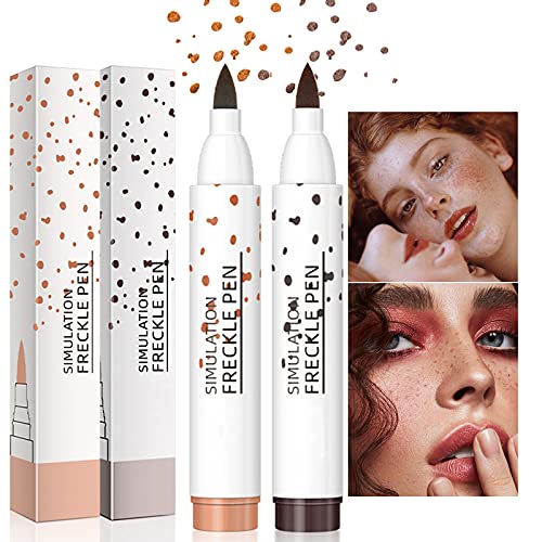 PASNOWFU Colors Freckle Pen, 2Pcs Natural Lifelike Freckle Makeup Pen Waterproof Long-lasting Magic Freckles Makeup Tool for Natural Effortless Makeup (Light Brown+Dark Brown) PASNOWFU Colors Freckle Pen, 2Pcs Natural Lifelike Freckle Makeup Pen Waterproof Long-lasting Magic Freckles Makeup Tool for Natural Effortless Makeup (Light Brown+Dark Brown)
