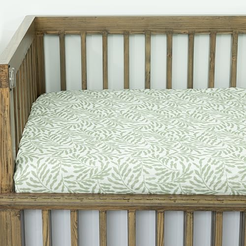 Image of Dreamology Standard Muslin Crib Sheets, Soft,100% Cotton Muslin Crib Sheet | 1 Pack, Baby Crib Sheet Girls, Boys, 100% Cotton Crib Sheets Fitted, 52x28 Crib Mattress Sheets, Muslin sheets | Leaves