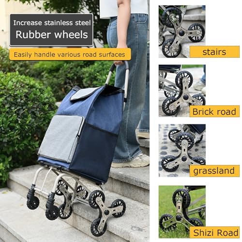 Tragbarer, faltbarer Einkaufswagen mit wasserdichter, abnehmbarer Tasche, großes Fassungsvermögen, Treppensteiger, Einkaufstrolley für einfachen Transport, idealer Lebensmittelträger für Komfort – Bild 4