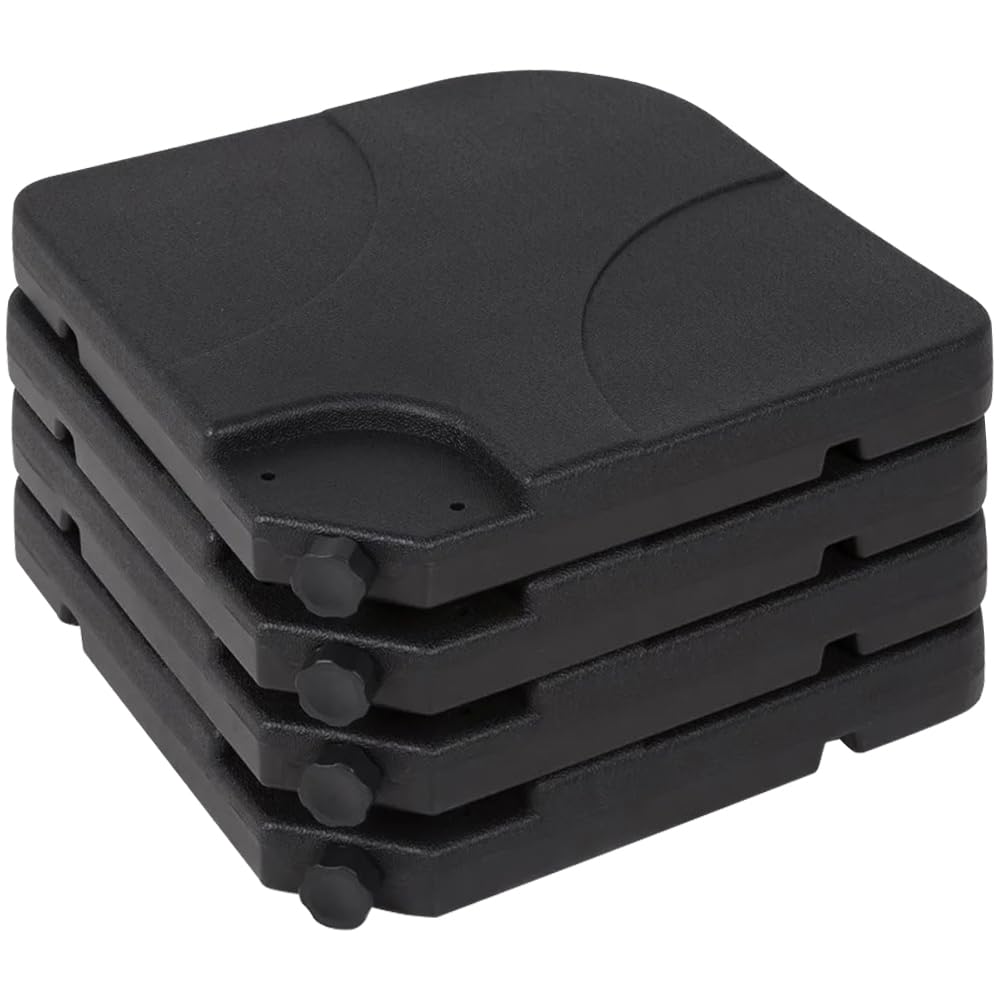 Pied de parasol à roulettes - À remplir d'eau ou de sable - Poids du parasol : 60 l - Base carrée - Noir - 23797