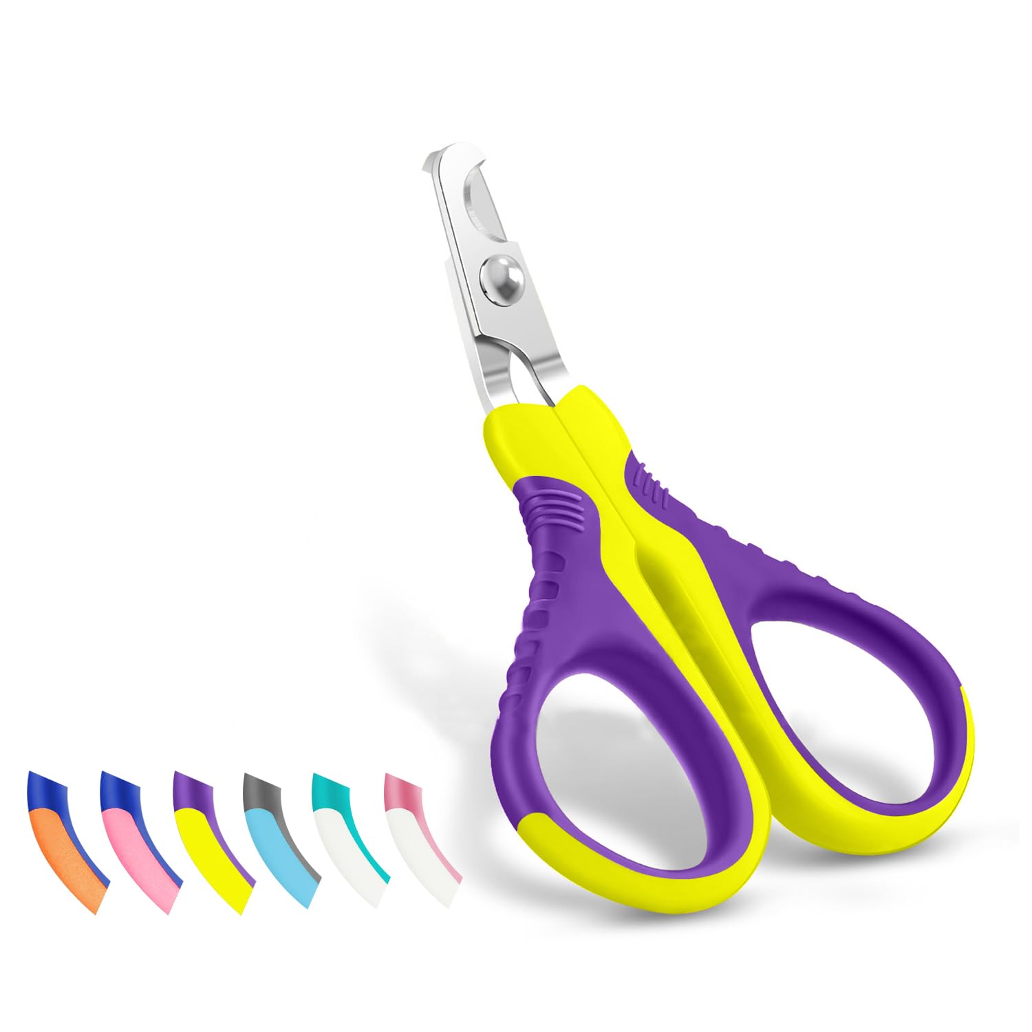 WePet Pet Nail Clippers U07.1, Professional Claw Trimmer, Bended Scissor Special for Cats, Kittens, Dogs, Puppies, Small Animals, Yellow/Purple