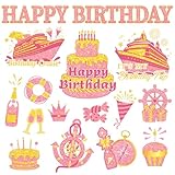 JarThenaAMCS 16Pcs Birthday Cruise Door Magnets Decoration Pink-Gold Happy...