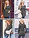 Ekouaer Maternity Shirts 3 Packs Pleated Long Sleeve Tops Tunic Casual Pregnancy Clothes Black/Brown/Grey S